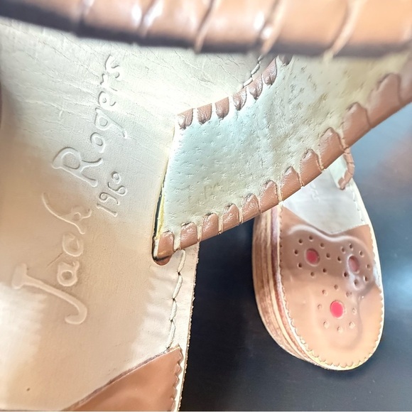 Jack Rogers Brown Leather Flip Flops Navajo Hampton Sandals - Picture 4 of 6